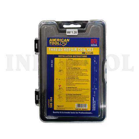 THREAD REPAIR COIL SET, SUS 304 8 x 1.25mm / DRAT BAUT REPAIR KUNCI AMERICAN TOOL