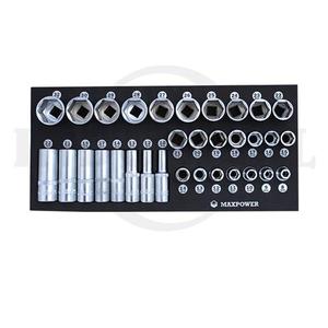 32 PCS 1/2" DR SOCKET SET 12PT, TOOL TRAY / 32 PCS MATA SOK SET 12PT MAXPOWER