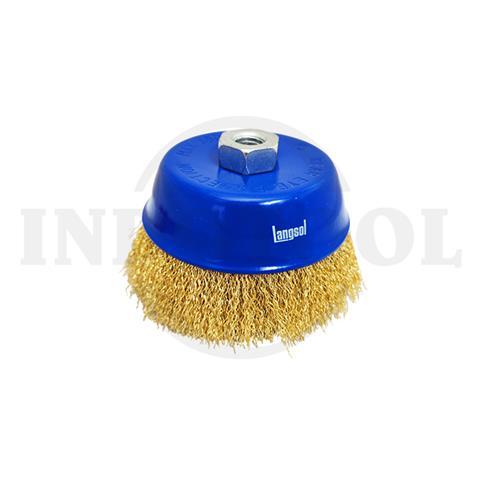 CUP BRUSH, BRASS COATED 4", M14 x 2 / SIKAT KAWAT MANGKOK LANGSOL