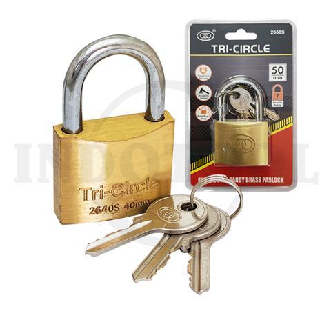 *EUROPE TYPE SANDY BRASS PADLOCK 60mm / GEMBOK TRI CIRCLE