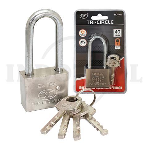 *LONG SHACKLE SQUARE IRON PADLOCK 60mm / GEMBOK TRI CIRCLE