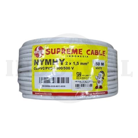 50M KABEL LISTRIK NYMHY, PUTIH 2 x 1.5mm2 / KABEL LISTRIK SUPREME